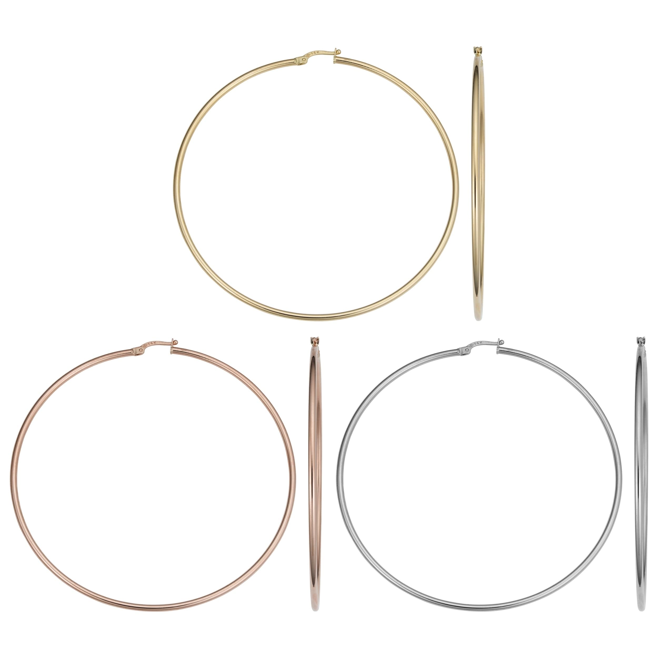 Fremada 14k Gold 2x70mm Large Hoop Earrings (yellow gold, white gold or rose gold)