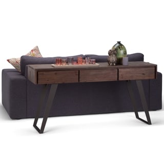 Wyndenhall Mitchell Solid Acacia Wood And Metal 60 Inch Wide Modern Industrial Console Sofa Table In Distressed Charcoal Brown A Tremendous Home