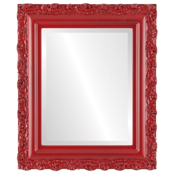 Venice Framed Round Mirror in Holiday Red
