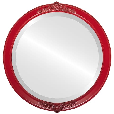Athena Framed Round Mirror in Holiday Red