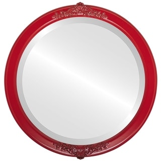 Athena Framed Round Mirror in Holiday Red