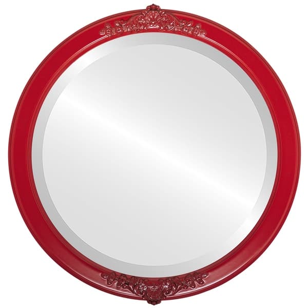 slide 2 of 4, Athena Framed Round Mirror in Holiday Red