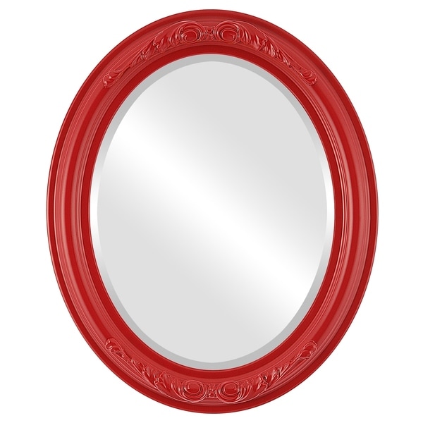 Florence Framed Oval Mirror in Holiday Red
