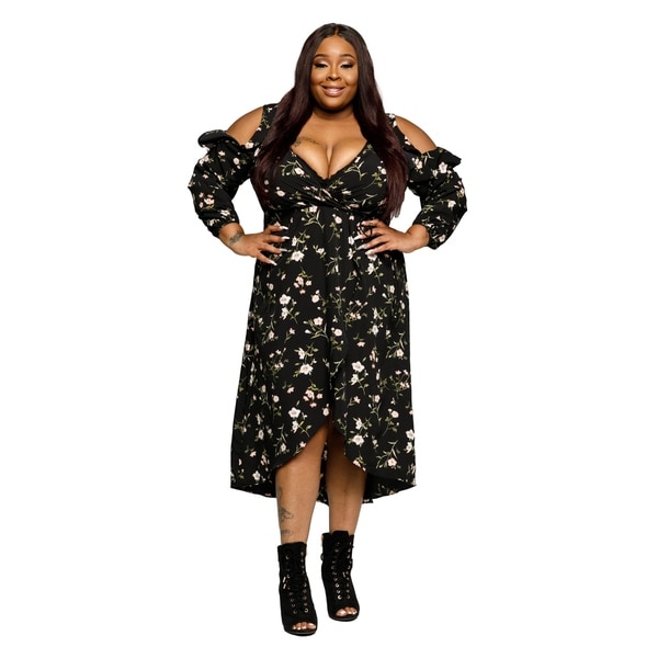 floral ruffle wrap dress