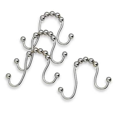 Bath Bliss 12 Pack Shower Curtain Double Hooks in Chrome