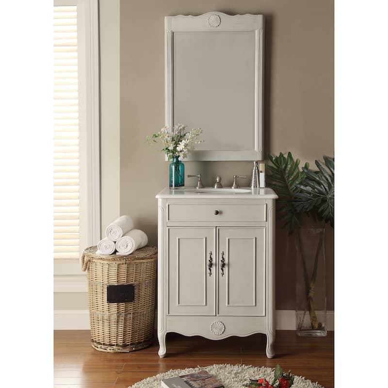 26" Benton Collection Daleville Distressed Gray Bathroom Sink Vanity - Grey