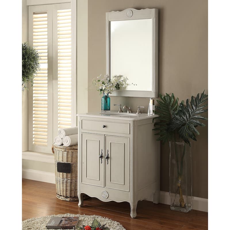26" Benton Collection Daleville Distressed Gray Bathroom Sink Vanity