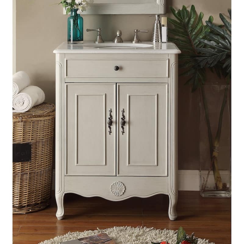 26" Benton Collection Daleville Distressed Gray Bathroom Sink Vanity