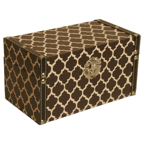 Shop Black White Trellis Decorative Storage Box Overstock