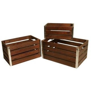 Cheungs Set of 3 Wooden Storage Crates With Metal Border Accents -  L:13xW:9.25xH:29.75. - On Sale - Bed Bath & Beyond - 36354629