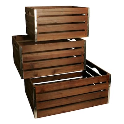 Large Wood Crates (Set of 3)