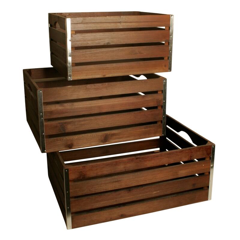 Large Wood Crates (Set of 3) Bed Bath & Beyond 20565087