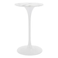 Silver Orchid Guitty White Faux Marble Bar Table