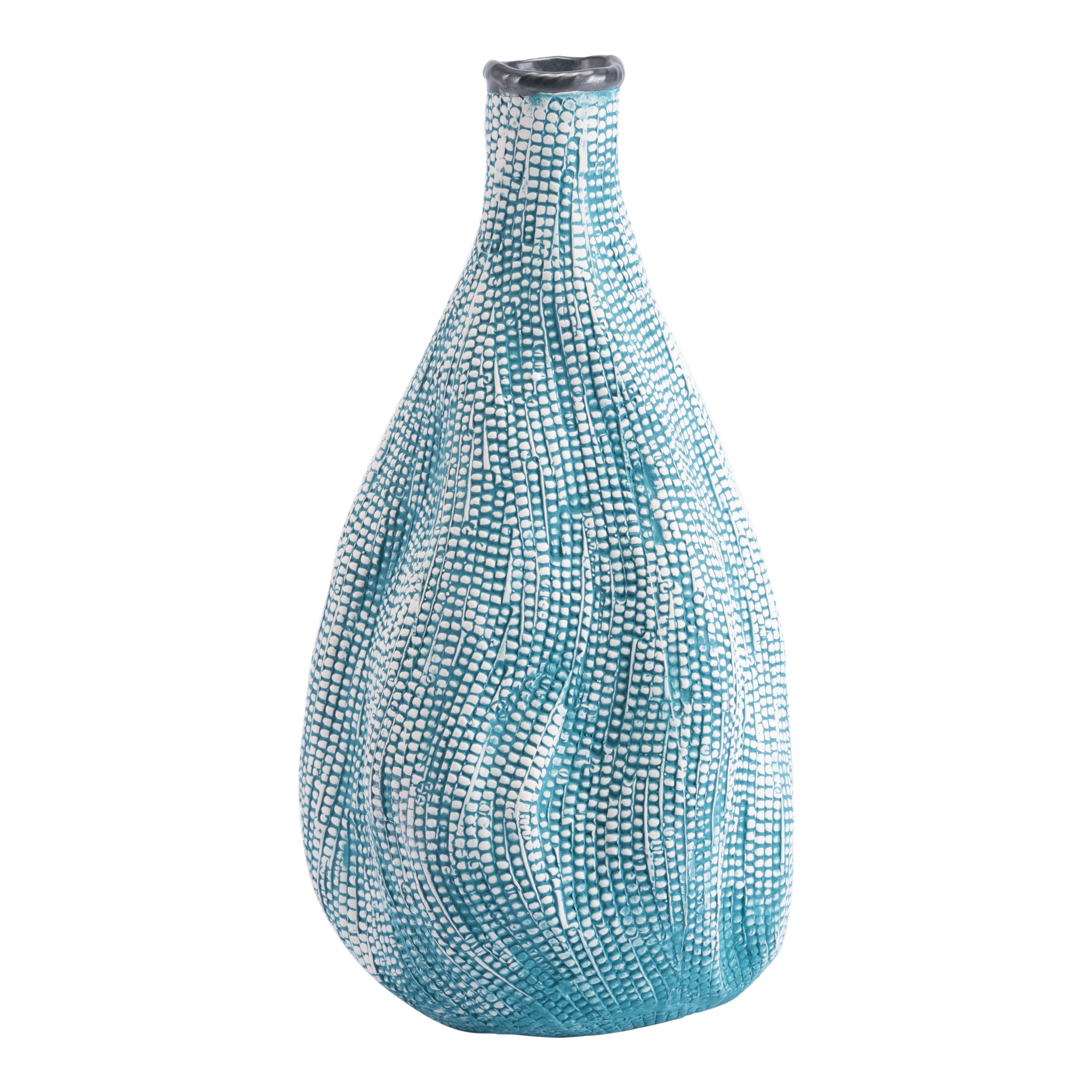 Porch Den Large Teal Dotted Vase Blue Ebay