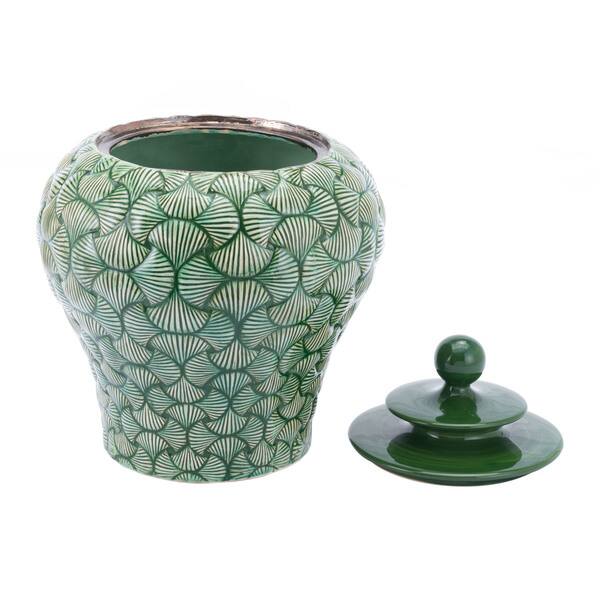 Shop Porch Den Small Green Ceramic Decorative Temple Jar On
