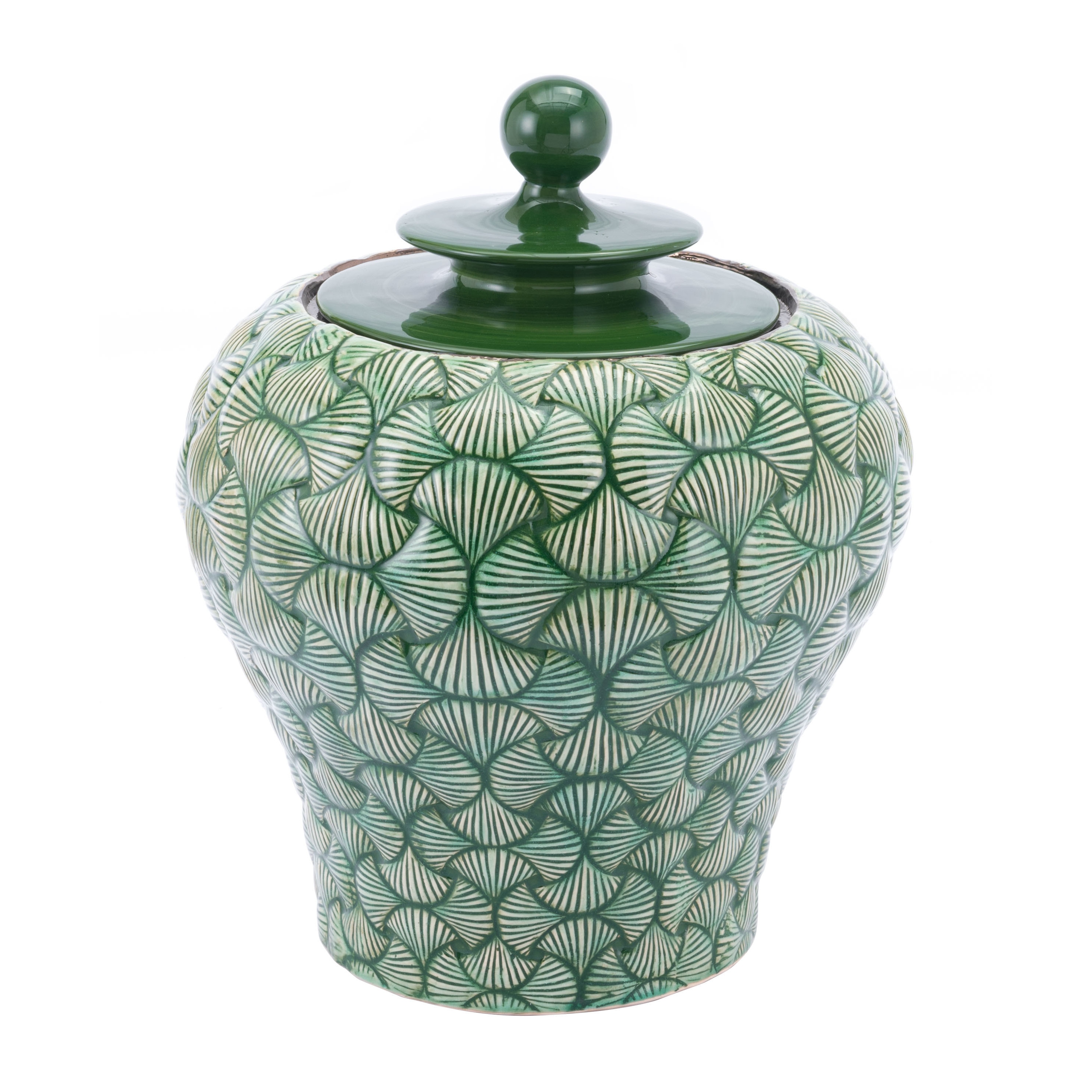 Shop Porch Den Small Green Ceramic Decorative Temple Jar On