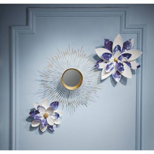 Shop The Curated Nomad Large Blue And White Floral Wall Decor Overstock 20565978