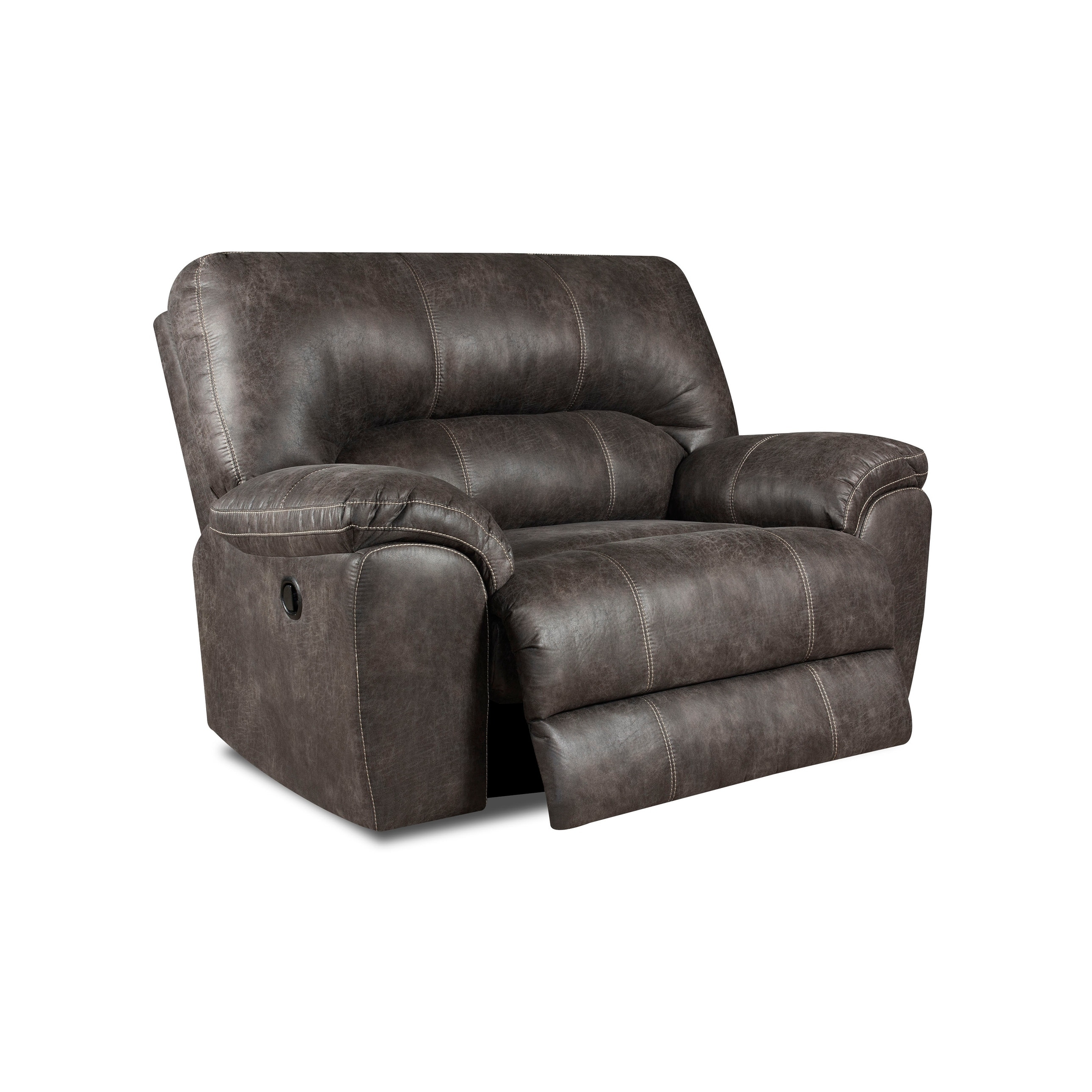 Beaumont Faux Leather Oversized Recliner Brown Grey Manual