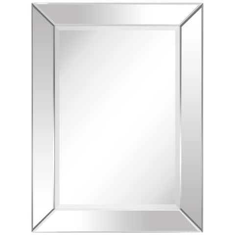 Modern Beveled Rectangular Wall Mirror,Bathroom,Bedroom,Living Room,Ready to Hang - 30 in. x 1.24 in. x 40 in.