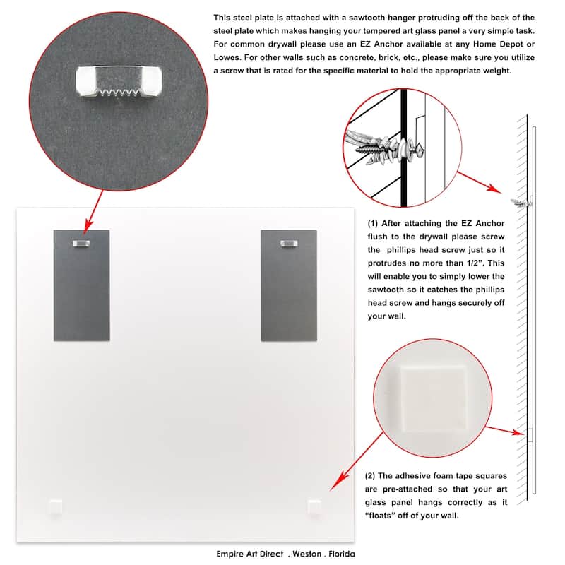 "Star" 24" Round Beveled Wall Mirror on 36" Square Printed Tempered Art Glass Frame - 36 x 36