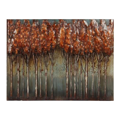 "Sunset Ground" Mixed Media Iron Hand Painted Dimensional Wall Art