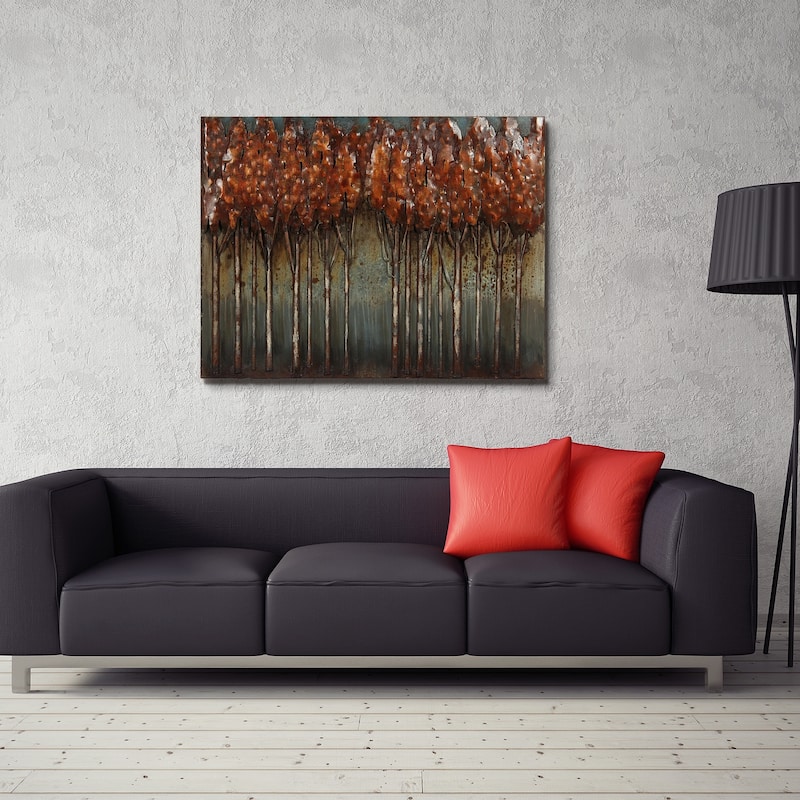 "Sunset Ground" Mixed Media Iron Hand Painted Dimensional Wall Art