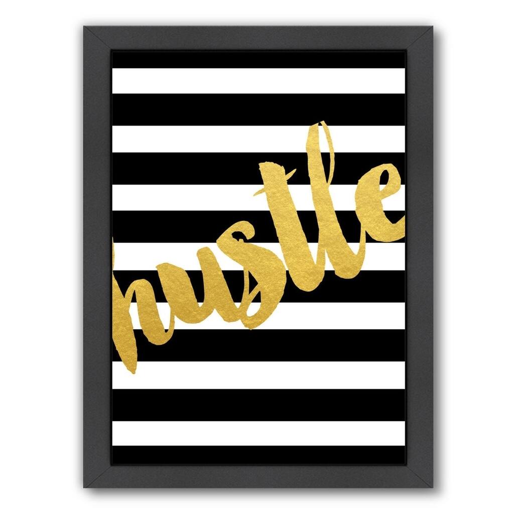 Hustle Gold Brush Script - Framed Print Wall Art