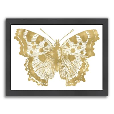 Butterfly 1 Gold On White - Framed Print Wall Art