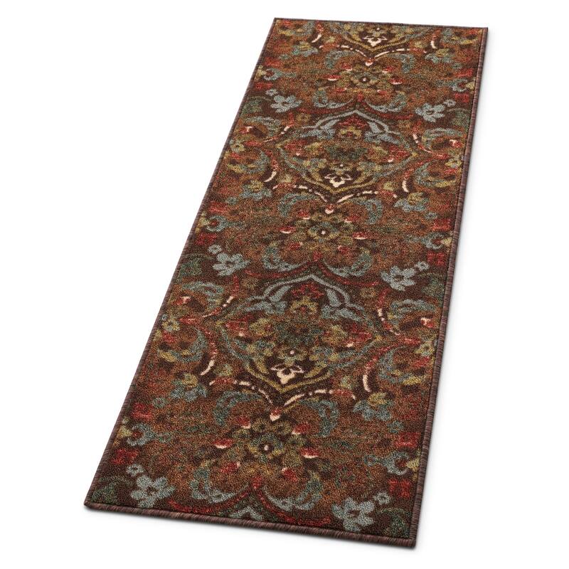Well Woven Traditional Rustic Floral Brown Runner Rug - 1'8" x 4'11"
