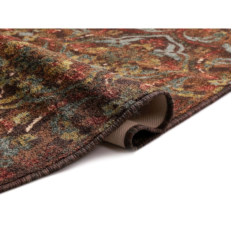 Well Woven Traditional Rustic Floral Brown Runner Rug - 1'8" x 4'11"