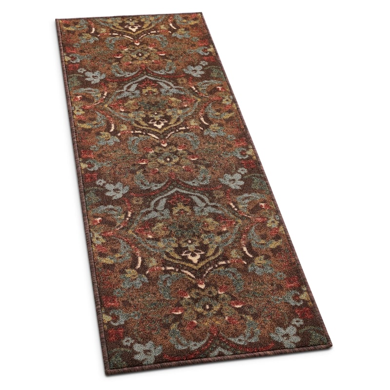 Well Woven Traditional Rustic Floral Brown Runner Rug - 1'8" x 4'11"