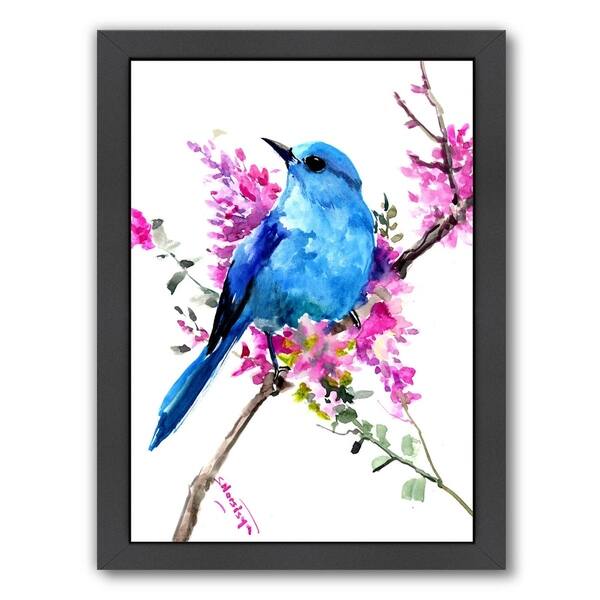 Mountain Bluebird And Spring Flowers - Framed Print Wall Art - Bed Bath ...