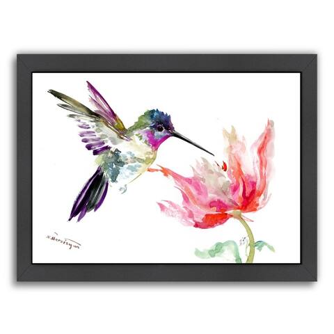Hummingbird And Tulip - Framed Print Wall Art