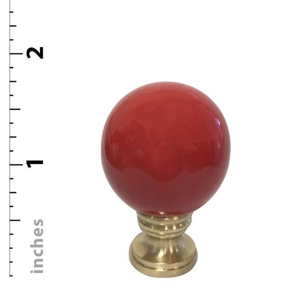 Blown Glass Lamp Finial in Red or Amberina on Brass Hardware