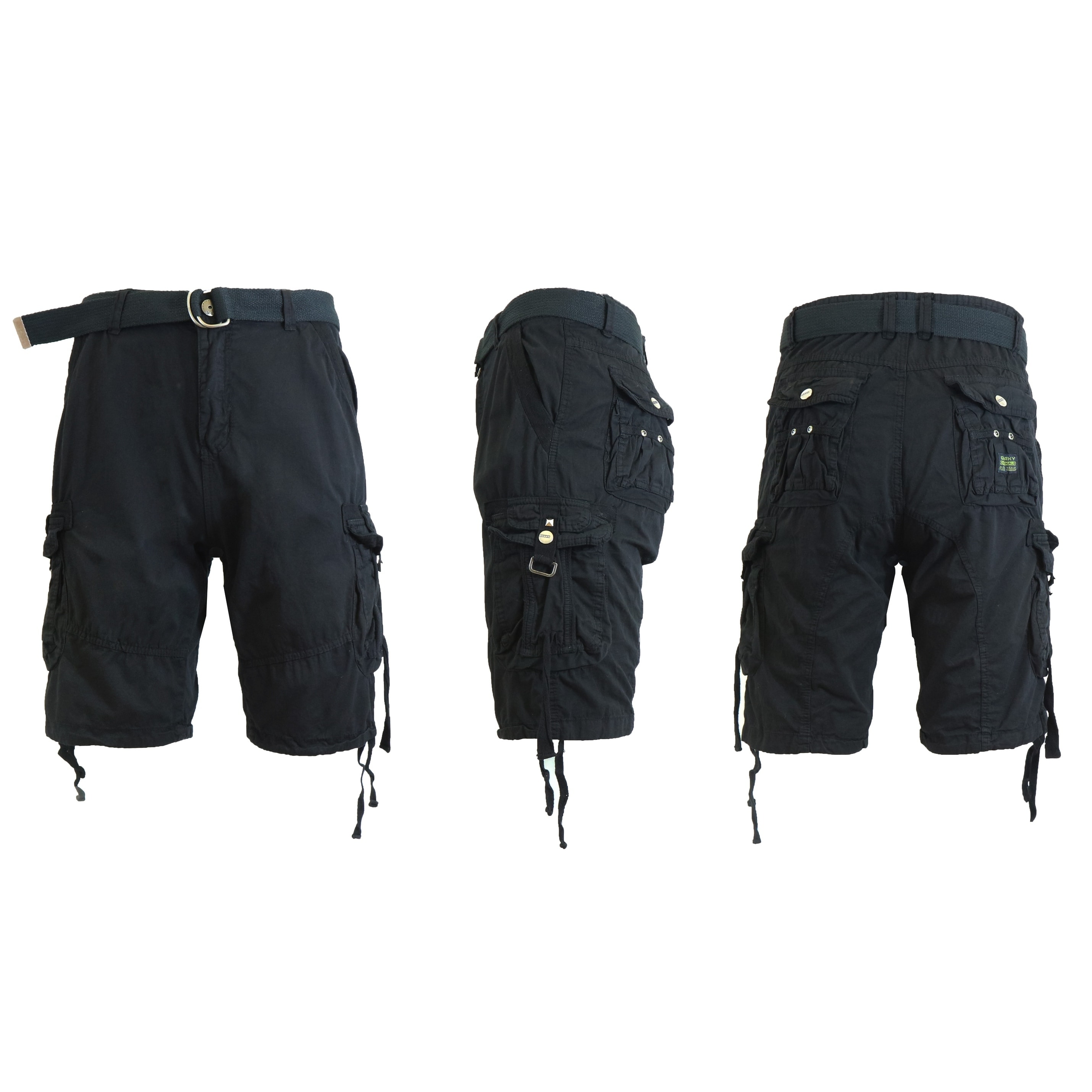 mens long black cargo shorts