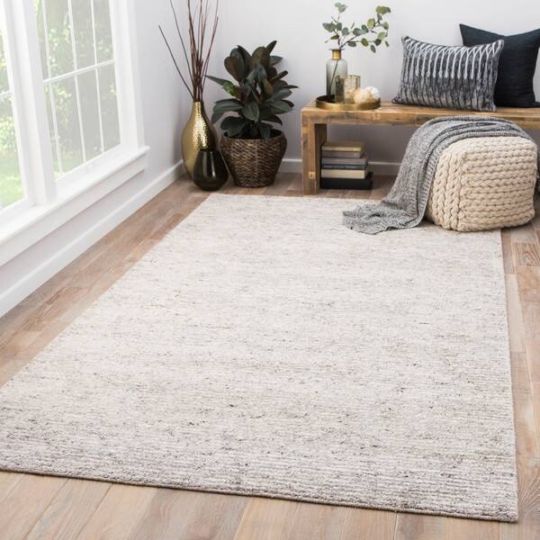 Hazelton Handmade Solid Gray Ivory Area Rug 8 X 10 7 Hazelton Handmade Solid Gray
