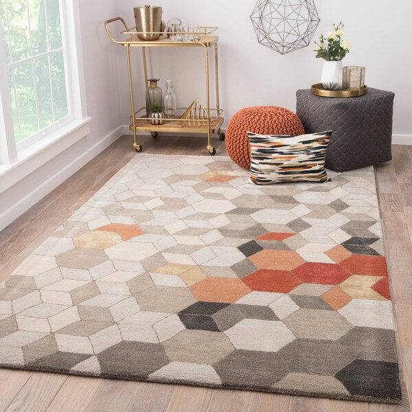 Duras Handmade Geometric Light Gray Orange Area Rug 8 X 11 Duras Handmade Geometric Light Gray Orange Area Rug 8 X27