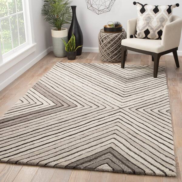Shop Rand Handmade Geometric Gray Cream Area Rug 2 X 3 Overstock 20583452