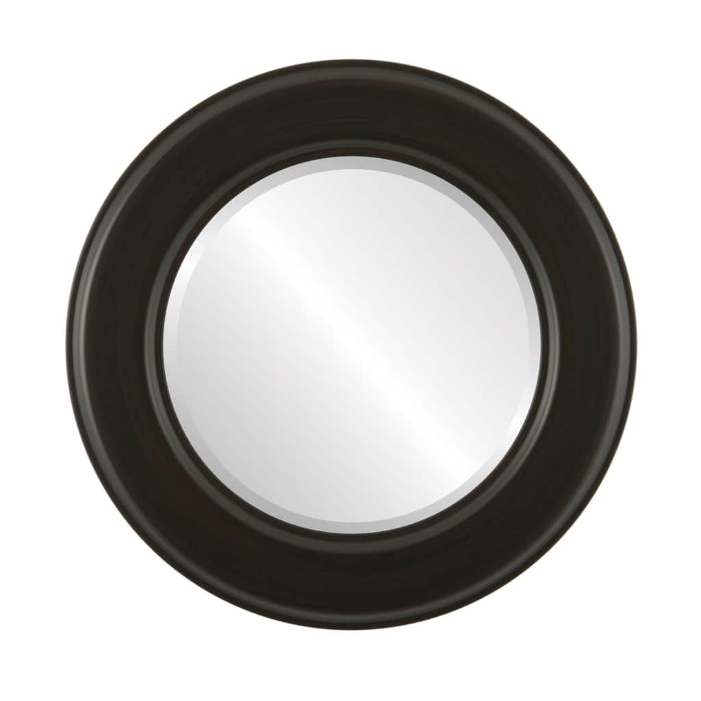 Marquis Framed Round Mirror in Black Walnut