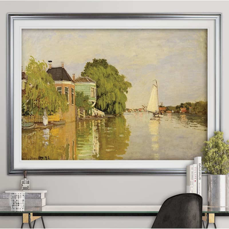 Houses-on-the-Achterzaan -Claude Monet - Premium Framed Print