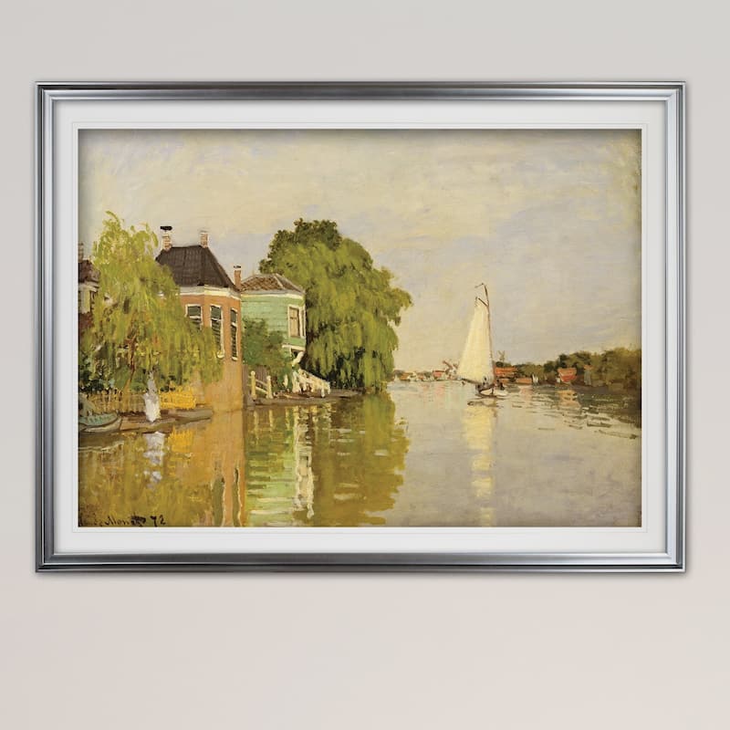 Houses-on-the-Achterzaan -Claude Monet - Premium Framed Print