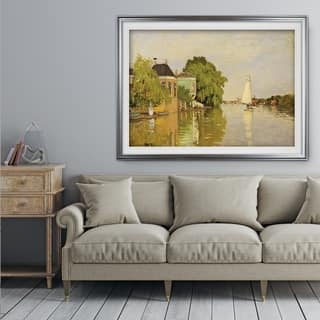 Houses-on-the-Achterzaan -Claude Monet - Premium Framed Print