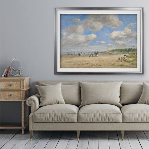 Beach-at-Tourgéville -Eugène-Boudin - Premium Framed Print