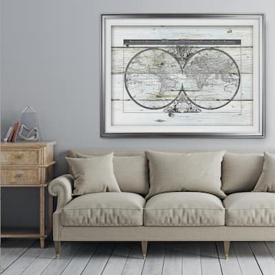 World Map Hemispheres - Premium Framed Print