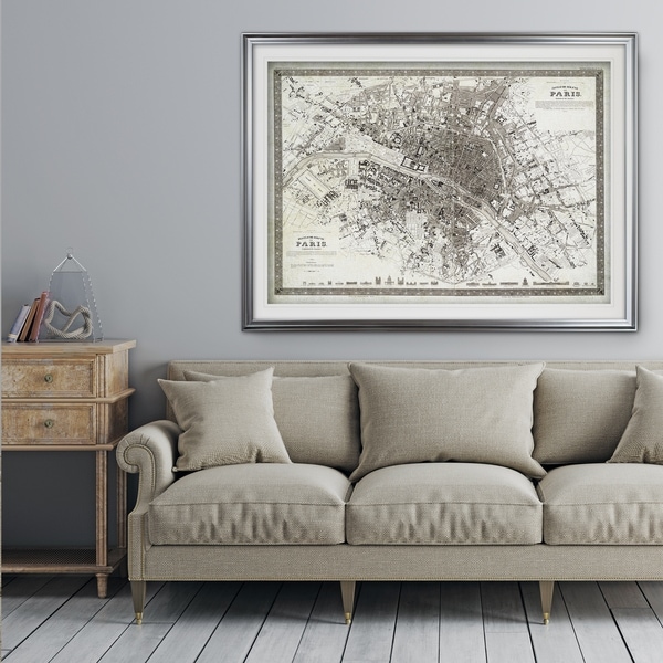 Vintage Paris Map Outline - Premium Framed Print