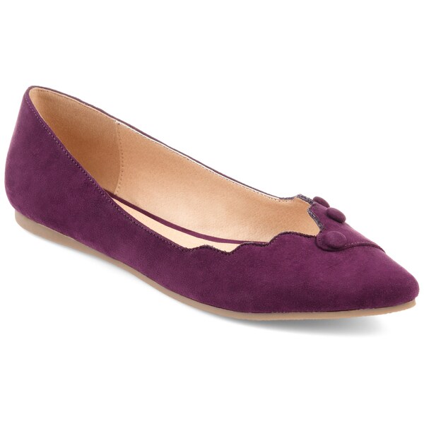 Shop Journee Collection Women's 'Mila' Scalloped Button Flats - On Sale ...