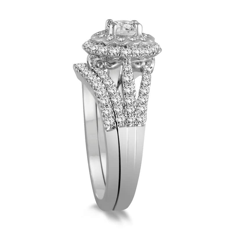AGS Certified 1 3/4 Carat TW Diamond Bridal Set in 14K White Gold (J-K Color, I2-I3 Clarity)