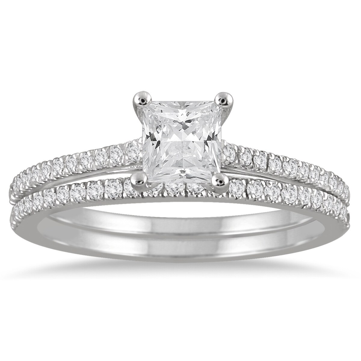 1 carat diamond white gold bridal set