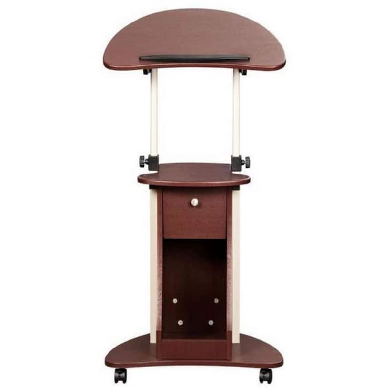 Urban Designs Sit-to-Stand Rolling Adjustable Laptop Cart With Storage