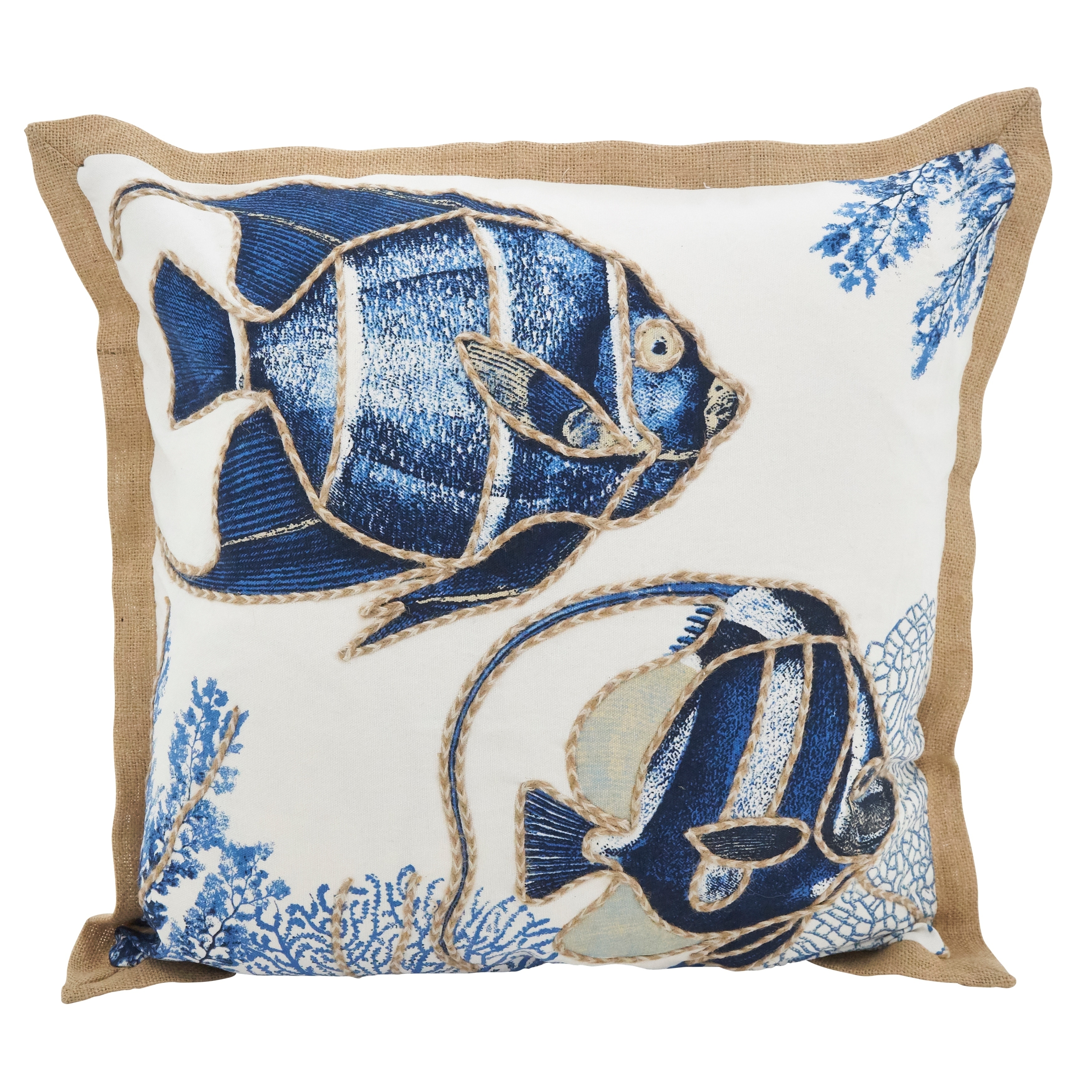 Free Shipping Cotton.Select size Blue  /& White  pillow cover Star Fish Print